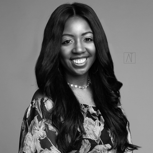 African-American woman with long hair